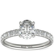 Scalloped Pavé Diamond Engagement Ring in 18k White Gold (3/8 ct. tw.)